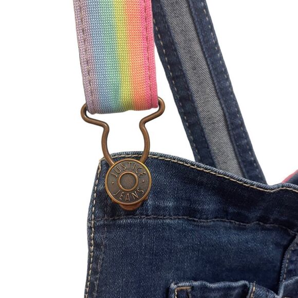 Justice Denim Shortalls with Rainbow Straps - Picture 8 of 10